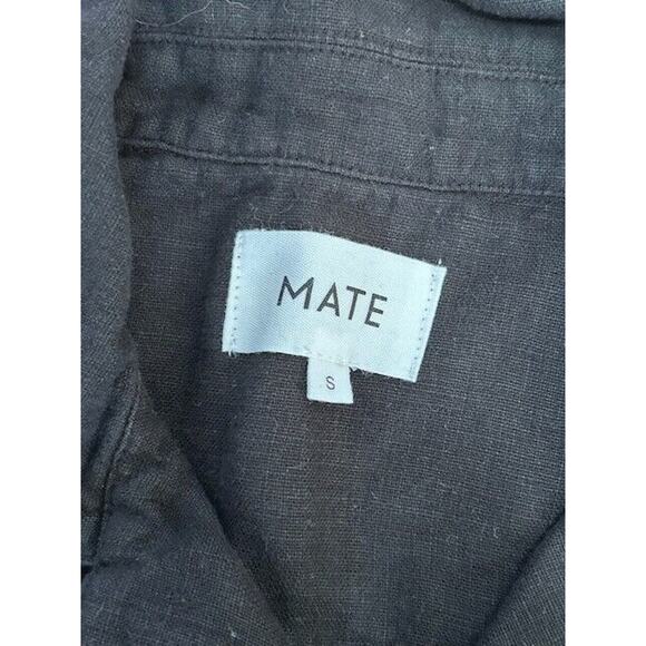 Mate The Label Linen Jumpsuit Long Sleeves Button Front Pockets Black Small NEW - Picture 6 of 9